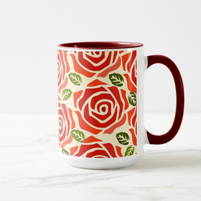 Caneca Padrão de aquarelas adultas rosas brancas (Direita)