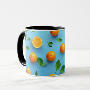 Caneca Padrão de Arte de Fruta Cítrica Moderno e Fofo