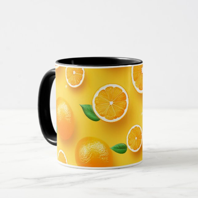 Caneca Padrão de Arte de Fruta Citrus Única Moderna Cuta (Frente Esquerda)
