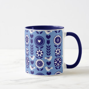 Caneca Padrão de Arte Folclórica do Estilo Escandinavo