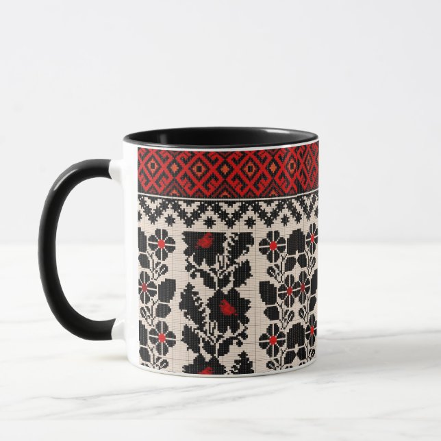 Caneca Padrão de arte popular tradicional ucraniano vushu (Esquerda)
