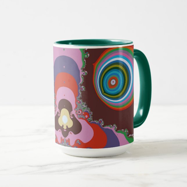 Caneca Padrão de Arte Retro Psicodélico dos Anos 70 (Frente Esquerda)
