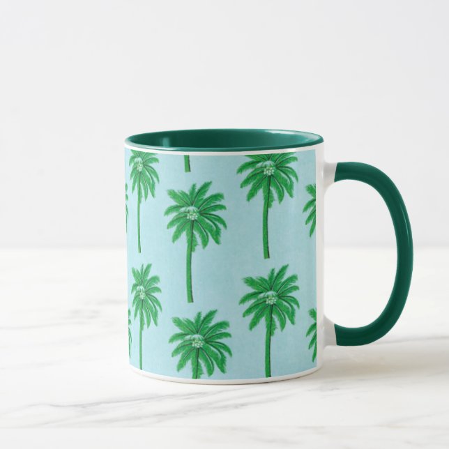 Caneca Padrão de árvore palma em azul (Direita)