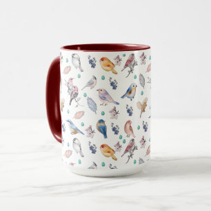 Caneca Padrão de Aves de primavera