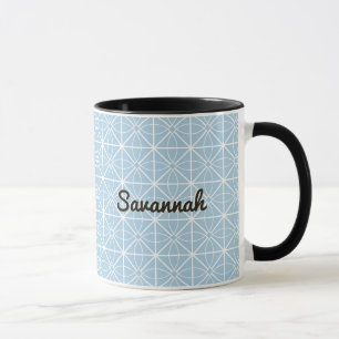 Caneca Padrão de Azulejo Branco Personalizado Bonito Boho