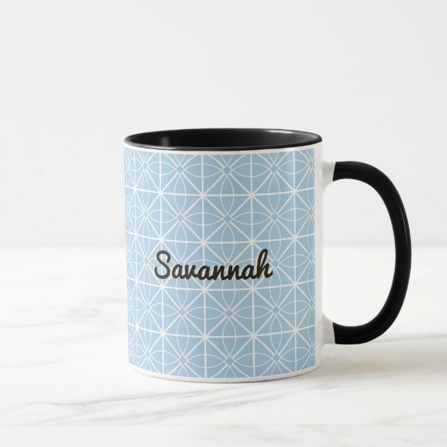 Caneca Padrão de Azulejo Branco Personalizado Bonito Boho (Direita)