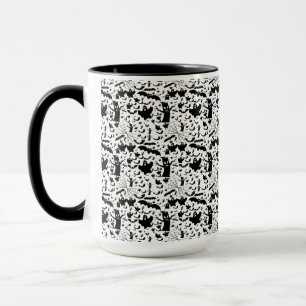 Caneca Padrão de Azulejos com Silhueta de Fantasma Assust