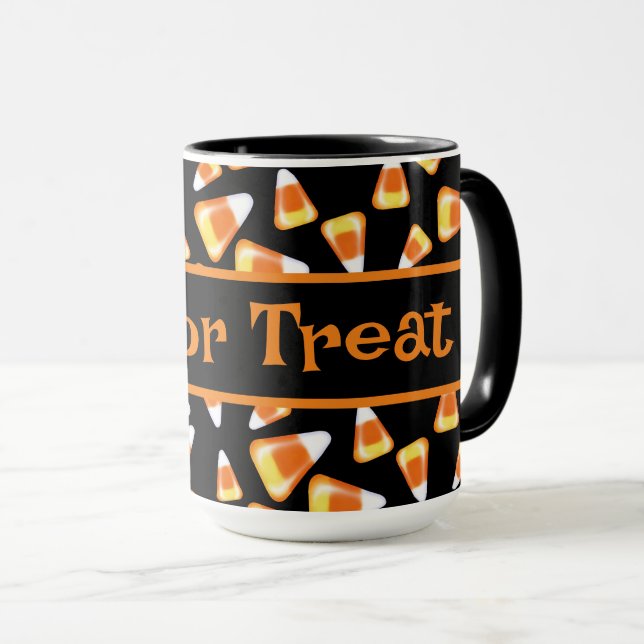 Caneca Padrão de balas de Halloween, doces de milho doce  (Frente Esquerda)