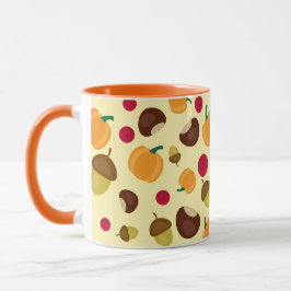 Caneca Padrão de Berries de Abóbora de Outono Laranja