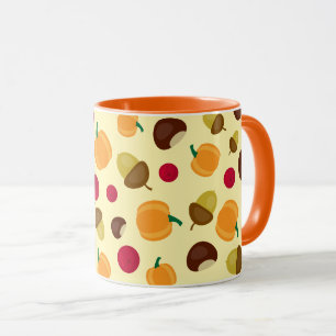 Caneca Padrão de Berries de Abóbora de Outono Laranja