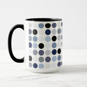 Caneca padrão de bolinhas azul cinza moderno monograma