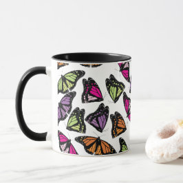 Caneca Padrão de borboletas coloridas