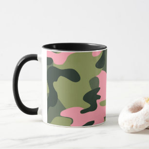 Caneca Padrão de Camuflagem Girly Rosa e Verde