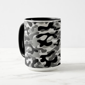 Caneca Padrão de Camuflagem Urbana Preto Cinza