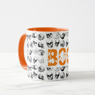 Caneca Padrão de Caveira Assustadora de Halloween Boo Lar