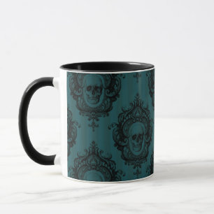 Caneca Padrão de Caveira em Listras Verticais Verdes Hall