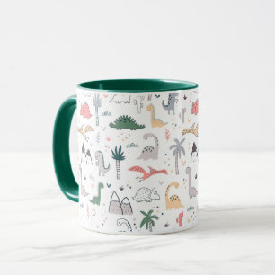 Caneca Padrão de Cena do Pastel Dinossauro Divertido