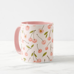 Caneca Padrão de Cereja de Aquarela