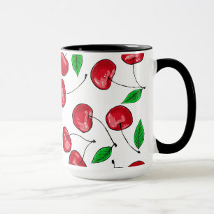 Caneca Padrão de cerejas frescas