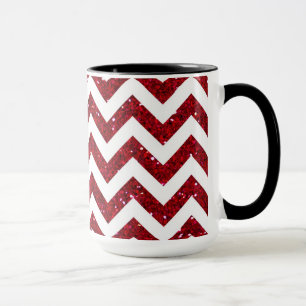 Caneca Padrão de Chevron com Brilho Vermelho Escuro