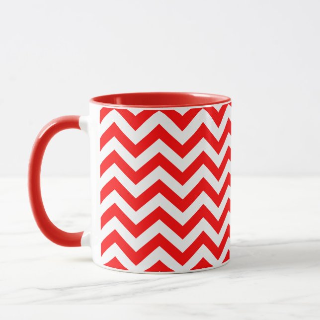 Caneca Padrão De Chevron Vermelho E Branco (Esquerda)