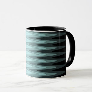 Caneca Padrão de Cinza de Teal Preto Zig Zag