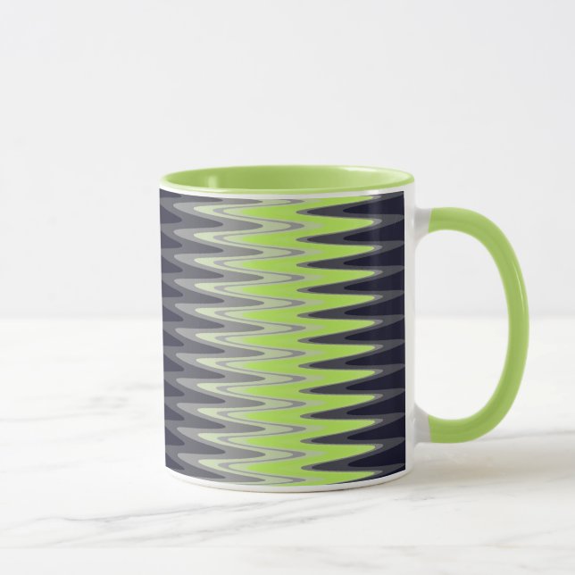 Caneca Padrão de Cinza Preta Verde limão Zig Zag (Direita)