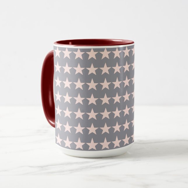 Caneca Padrão de cinzas e estrelas rosa (Frente Esquerda)