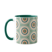 Padrão de Círculo Boho Chic Verde Laranja e Azul