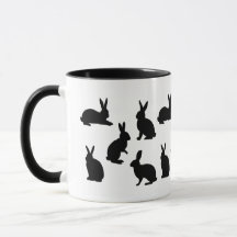 Padrão de Coelho Simples em Preto com Monograma Pe