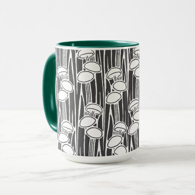 Caneca Padrão de Cogumelos e Grama (Frente Esquerda)
