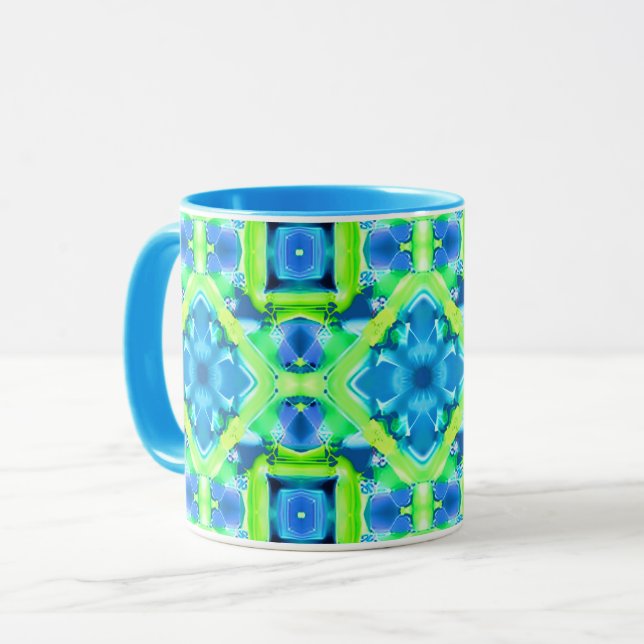 Caneca Padrão de Coletor Azul e Verde limão (Frente Esquerda)