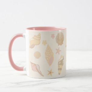 Caneca Padrão de Conchas Bege