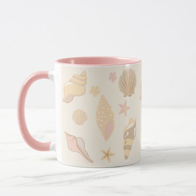Caneca Padrão de Conchas Bege (Esquerda)