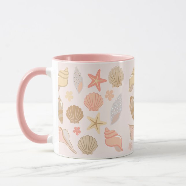 Caneca Padrão de Conchas Rosadas (Esquerda)