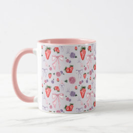 Caneca Padrão de coquete de arcos, Rosas e morangos