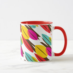 Caneca Padrão de cor múltipla com Abstrato de folha
