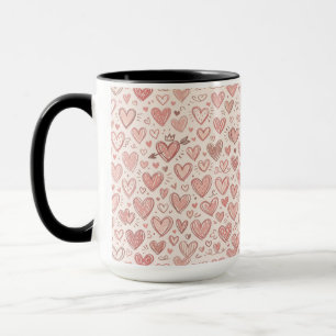 Caneca Padrão de Coração Desenhado à Mão