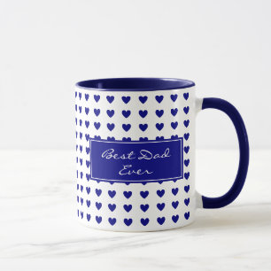 Caneca Padrão de Corações Azuis Inspiracionais Personaliz