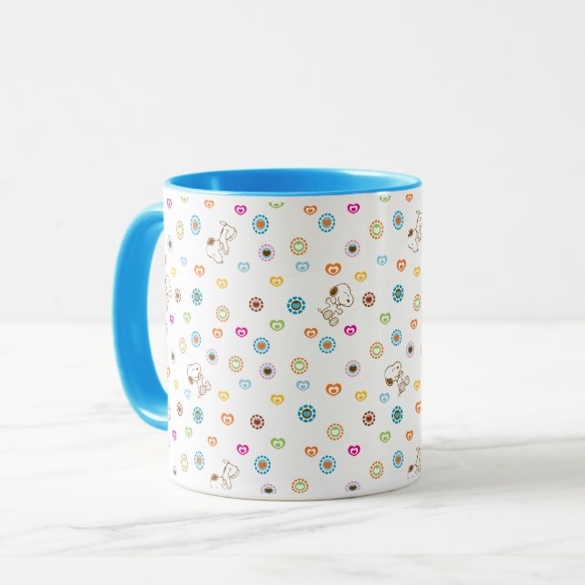 Caneca Padrão de Corações Coloridos Esnoopy (Frente Esquerda)