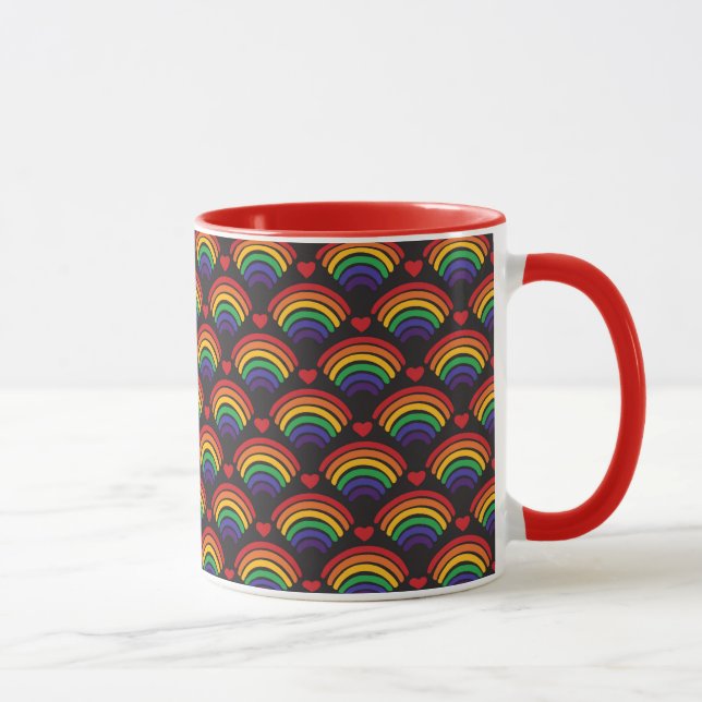 Caneca Padrão de Corações e Rainbows (Direita)