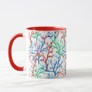 Caneca Padrão de Coral de Aquarela