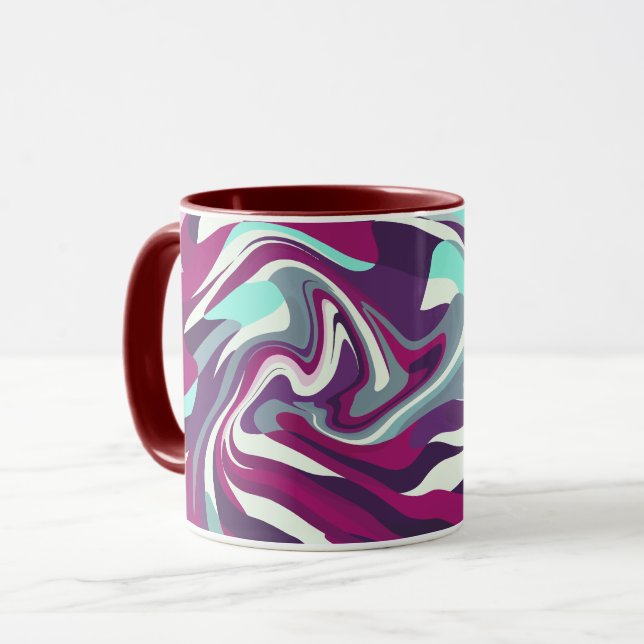 Caneca Padrão de Cores Fluindo Abstratas  (Frente Esquerda)