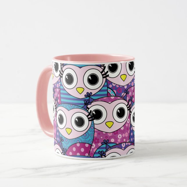 Caneca Padrão de Coruja Fresca (Frente Esquerda)