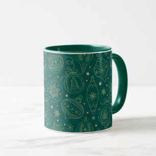 Caneca Padrão de Decoração de Árvore de Folha Ouro Faux X