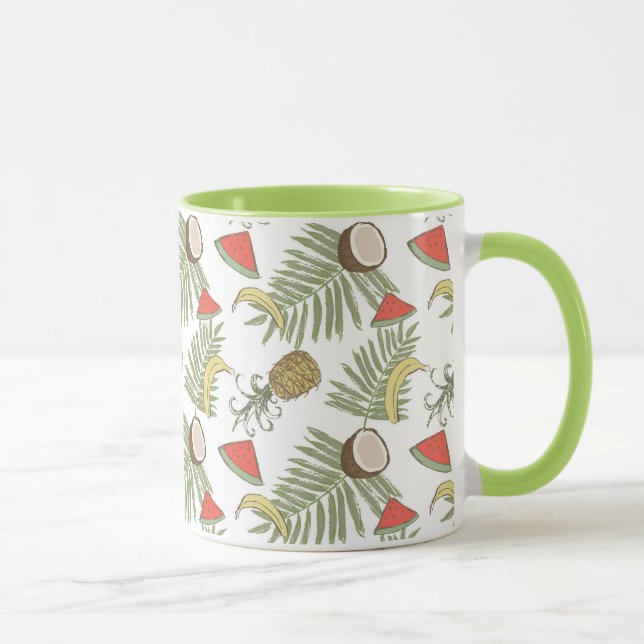Caneca Padrão de desenho da Fruta tropical (Direita)
