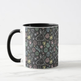 Caneca Padrão de Desenho do Coelho de Páscoa em Lousa