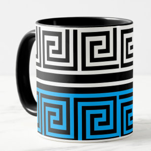 Caneca Padrão de design de frete de chave grega branca pr