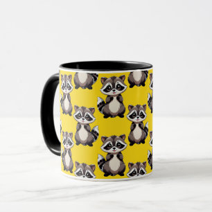 Caneca Padrão de Design de Guaxinim Amarelo