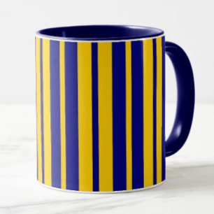Caneca Padrão de Design de Listras Elegantes Azul Amarelo